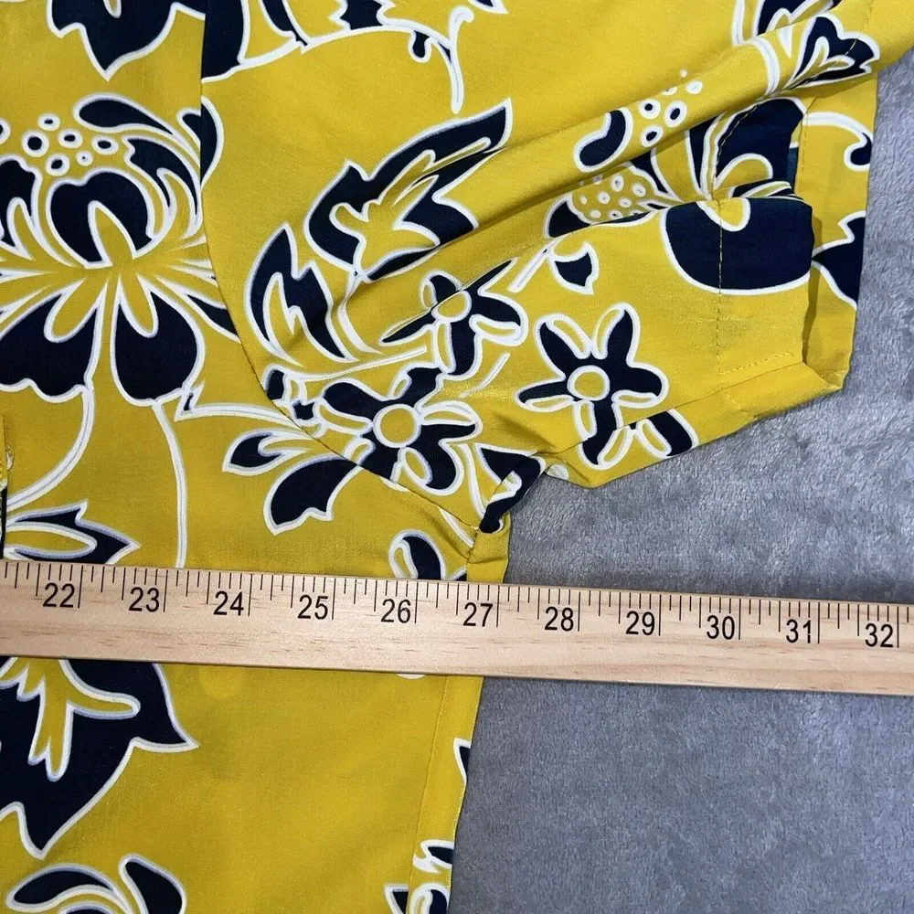 Kennington LTD Mens XL Hawaiian Shirt Yellow/Blue Tropical Floral Vacation *read